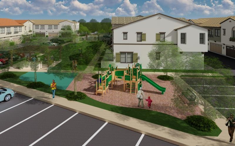 outdoor playground rendering at Calista Townhomes